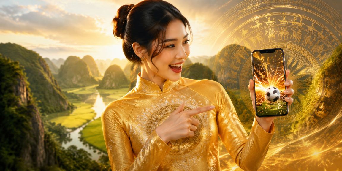 Phụ nữ mặc áo dài đặt cược thể thao trong khung cảnh Ninh Bình truyền thống